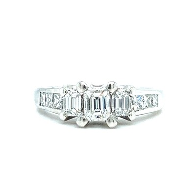 Emerald-Cut Diamond Ring in Platinum — VS1 0.78ctw