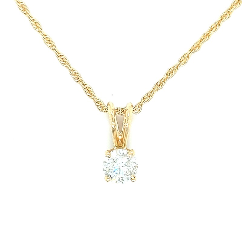Diamond Solitaire Necklace in 14k Yellow Gold