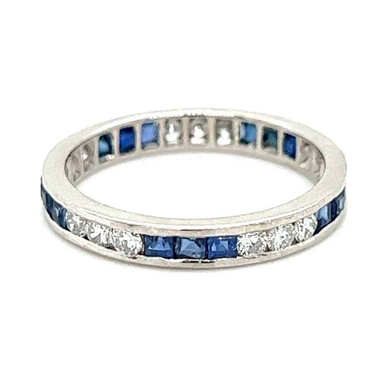 Sapphire & Diamond Eternity Band in Platinum