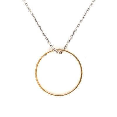 Textured Ring Necklace in 14k Yellow & White Gold
