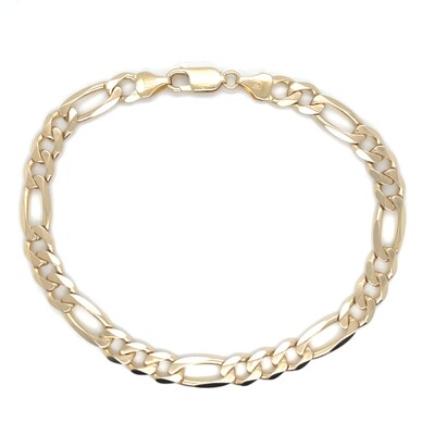 Figaro Link Bracelet in 14k Yellow Gold - 9”