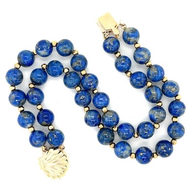 Lapis Lazuli Double-Strand Bracelet on 14k Yellow Gold — 8”