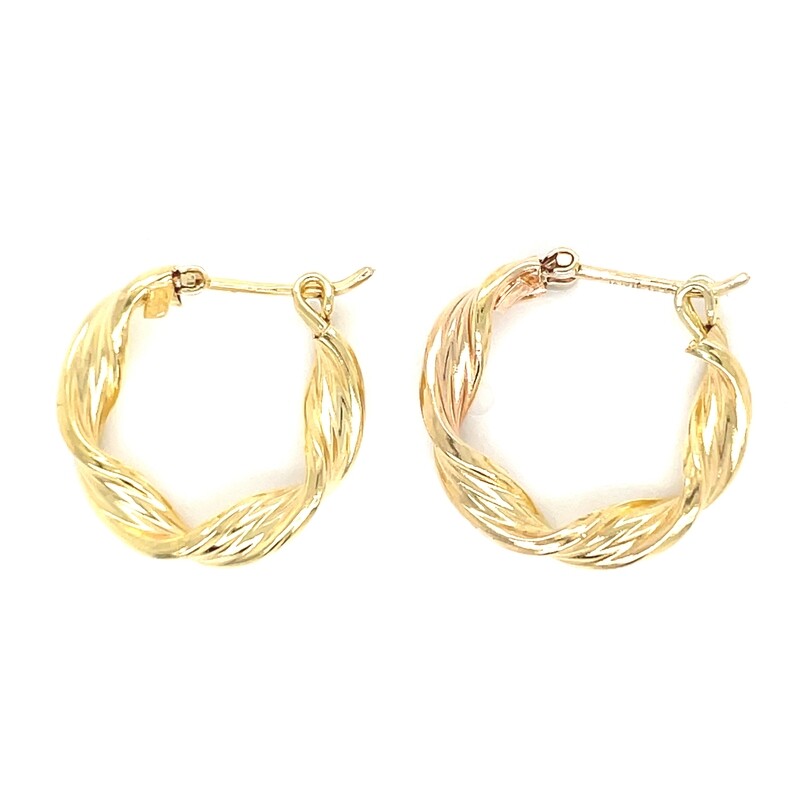 Twisted Hoop Earrings in 14k Yellow Gold