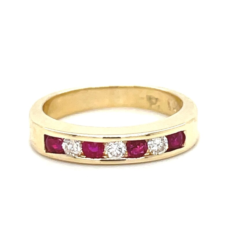 Ruby & Diamond Band in 14k Yellow Gold