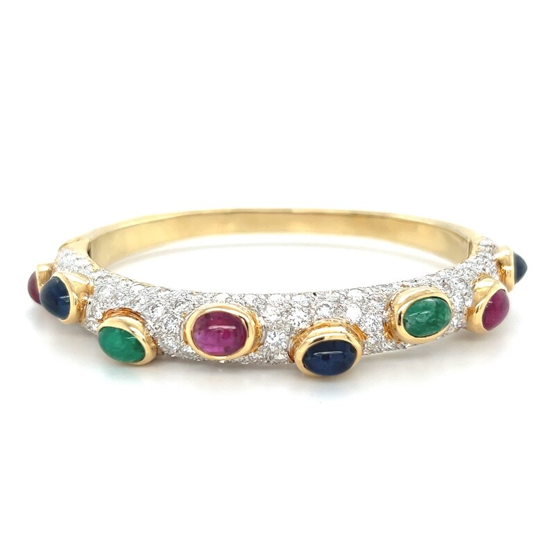 Estate Diamond & Corundum Bracelet in 18k Yellow Gold