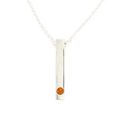 Citrine Bar Necklace in Silver