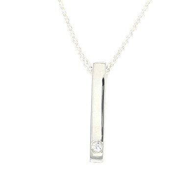 White Sapphire Bar Necklace in Silver