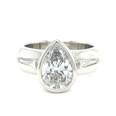 Diamond Pear-Cut Ring in Platinum — 2.05CTW