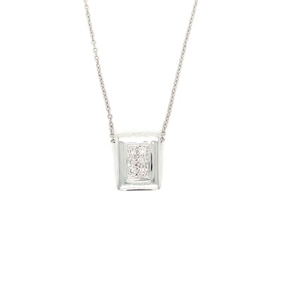 Diamond Cluster Necklace in 14k & 18k White Gold — 18”