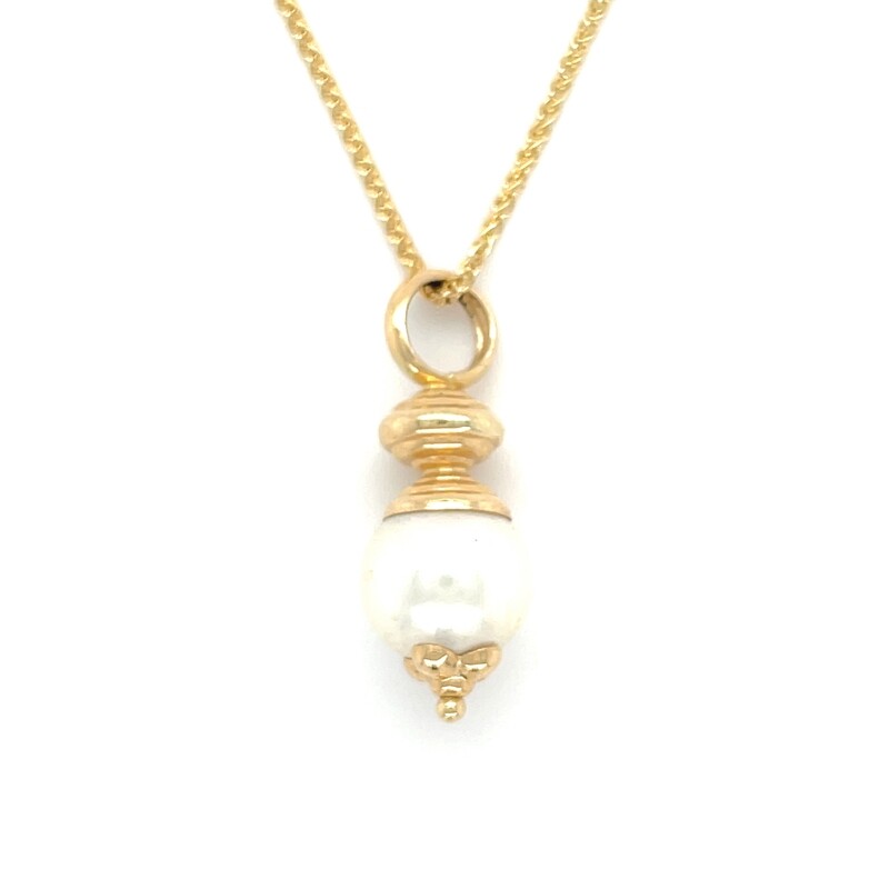 Pearl Necklace in 14k Yellow Gold — 22”