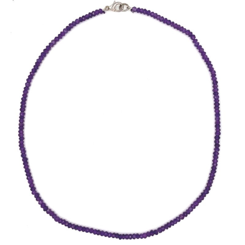 Amethyst Bead Necklace in Silver