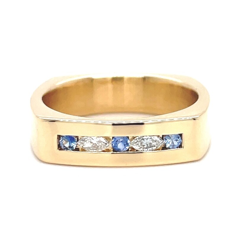 Sapphire & Diamond Band in 14k Yellow Gold