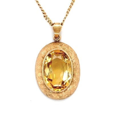 Citrine Necklace in 14k Yellow Gold — 16”
