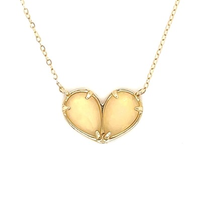 Opal Heart Necklace in 14k Yellow Gold — 18”