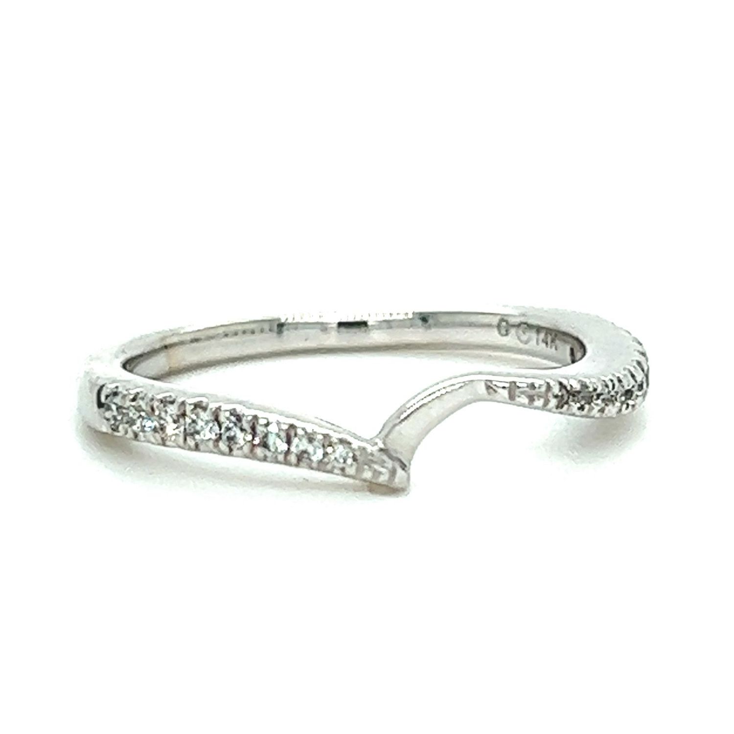 Diamond Curved Wedding Band in 14k White Gold — 0.13ctw