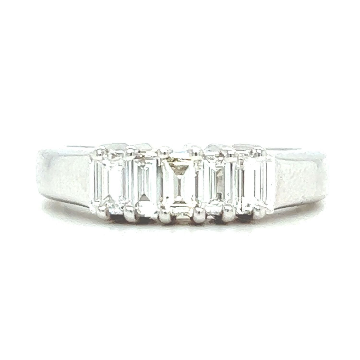 Baguette Diamond Ring in 14k White Gold — VS1 0.90ctw