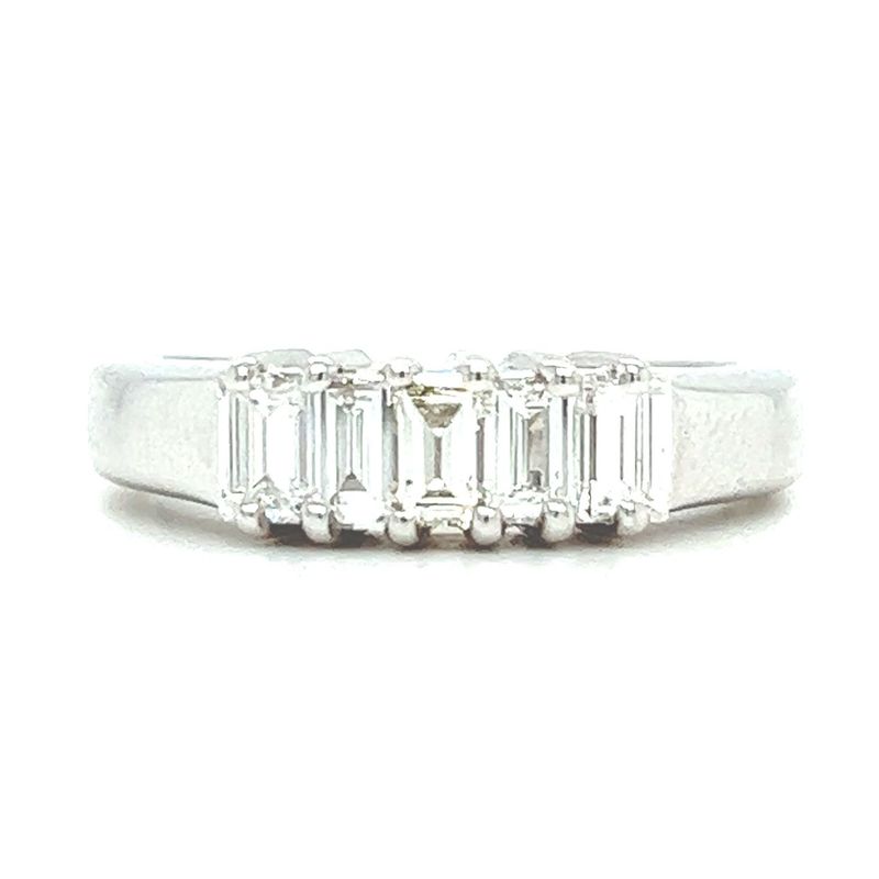 Baguette Diamond Ring in 14k White Gold — VS1 0.90ctw