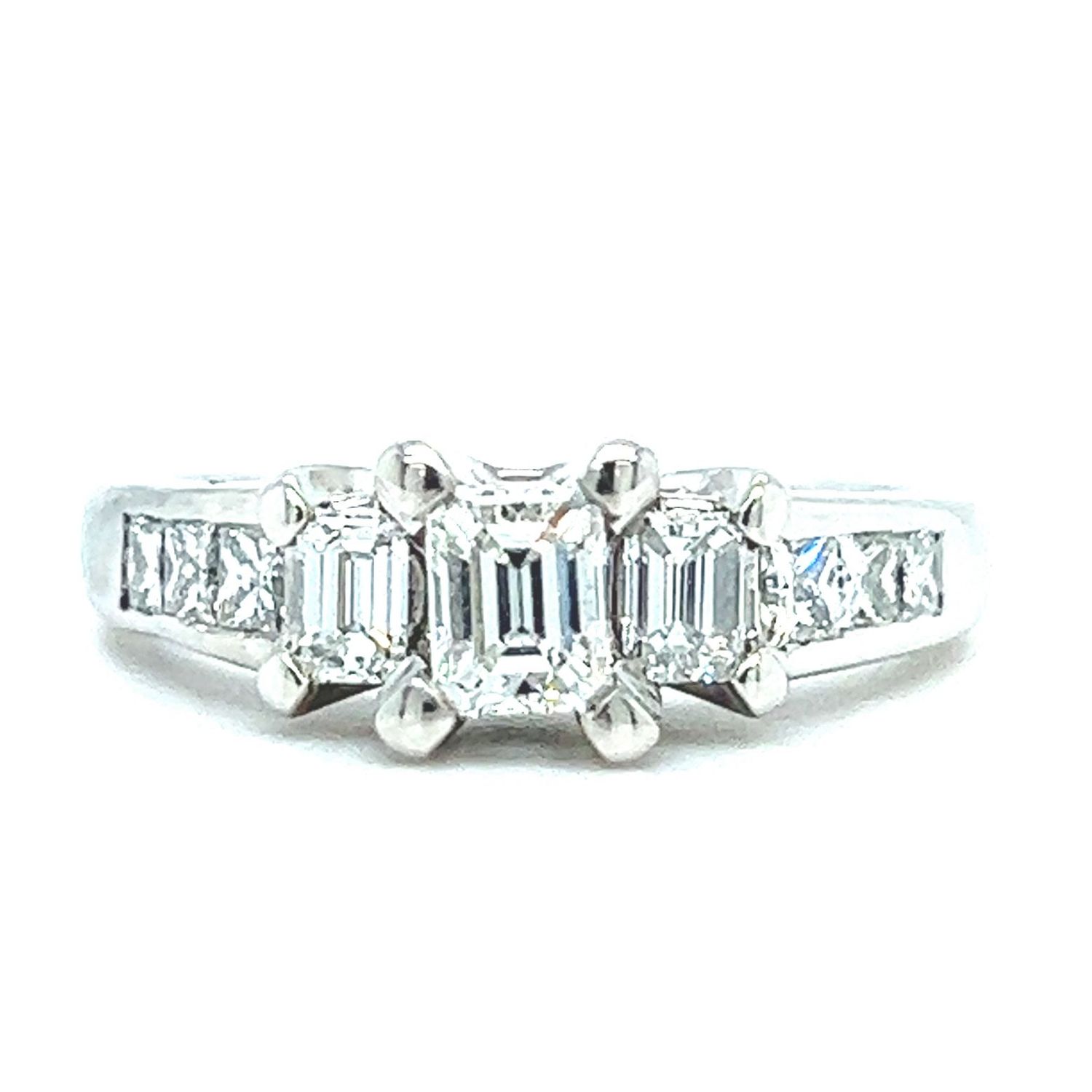 Emerald-Cut Diamond Ring in Platinum — VS1 0.78ctw