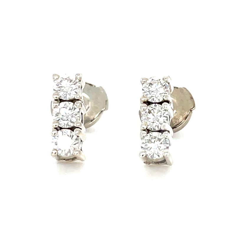 Moissanite Three-Stone Earrings in Silver