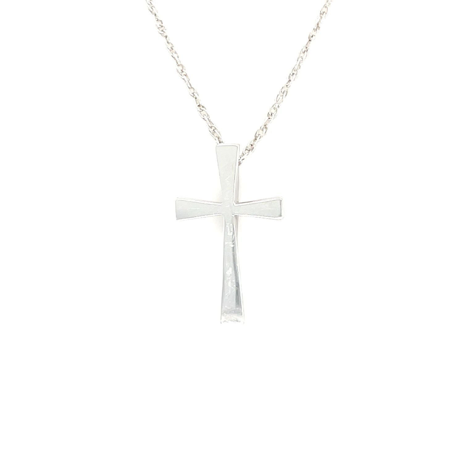 Petite Cross Necklace in 14k White Gold
