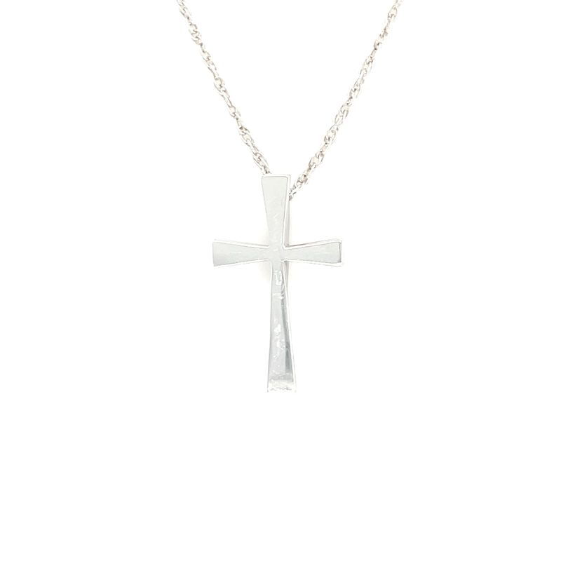 Petite Cross Necklace in 14k White Gold