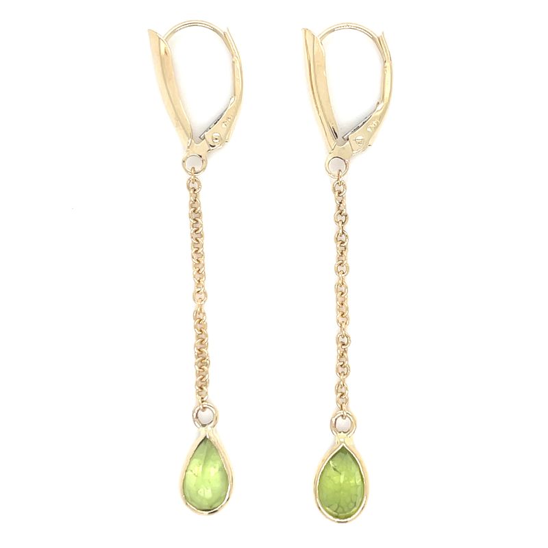 Peridot Dangle Earrings in 14k Yellow Gold