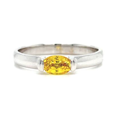 Yellow Sapphire Ring in 14k White Gold