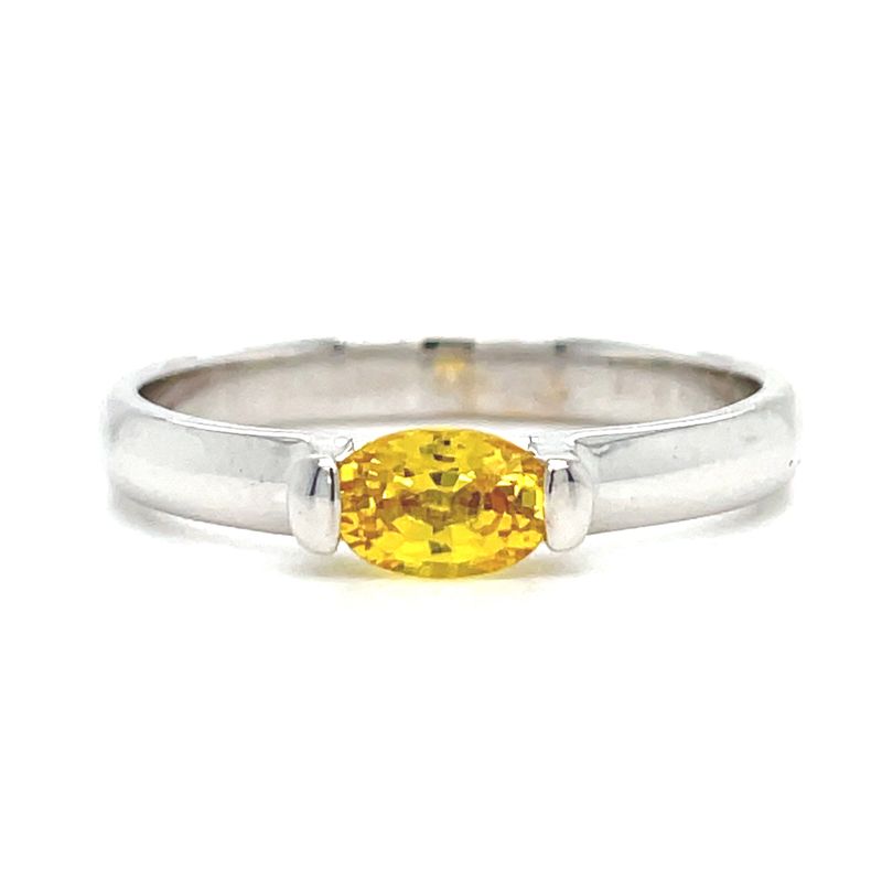 Yellow Sapphire Ring in 14k White Gold