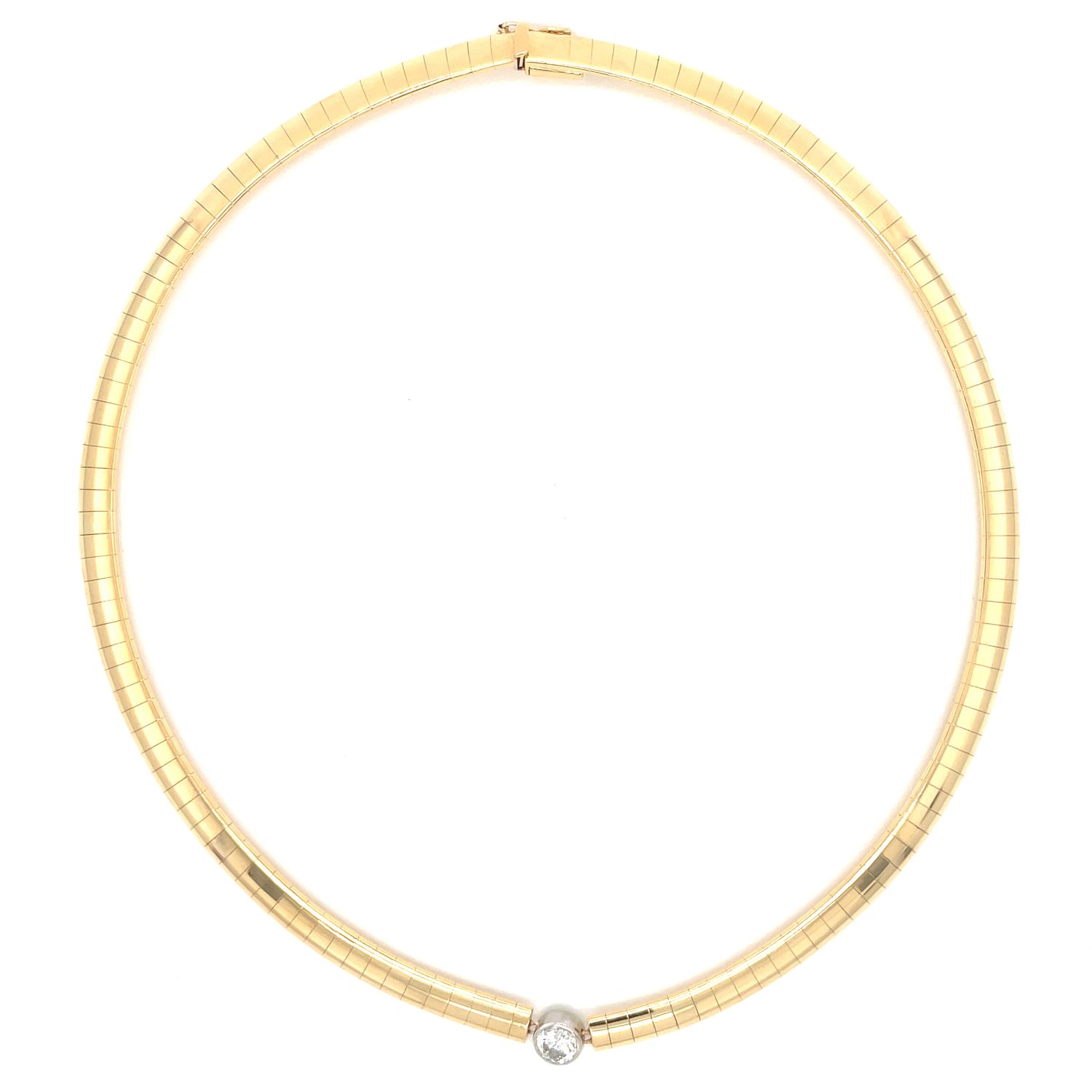 Diamond Omega Necklace in 14k Yellow & White Gold