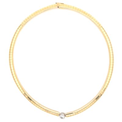 Diamond Omega Necklace in 14k Yellow & White Gold
