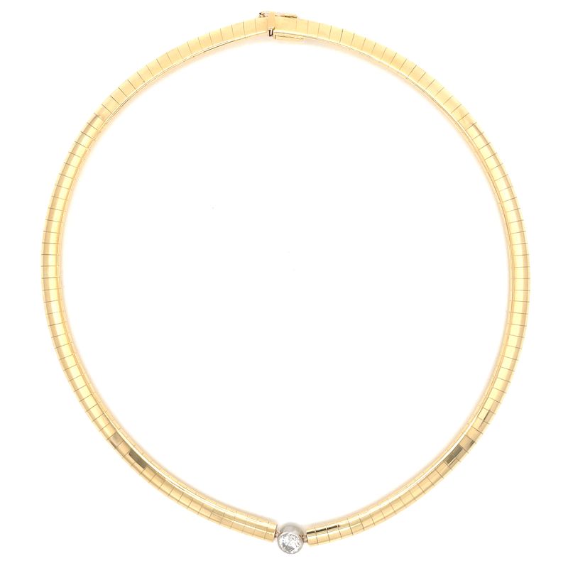 Diamond Omega Necklace in 14k Yellow & White Gold