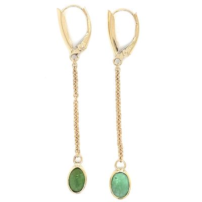 Green Tourmaline Dangle Earrings in 14k Yellow Gold