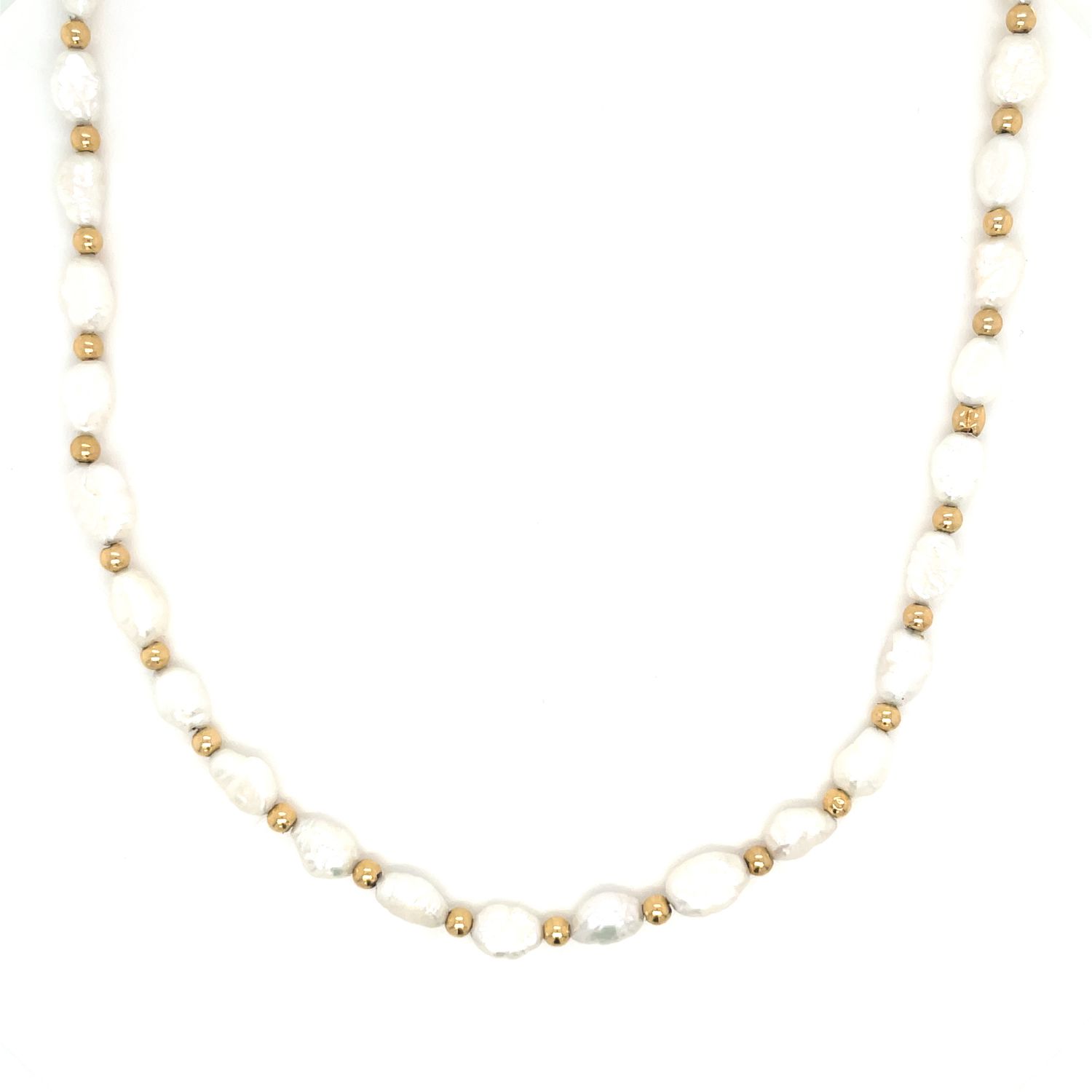 Baroque Pearl Necklace on 14k Yellow Gold — 24”