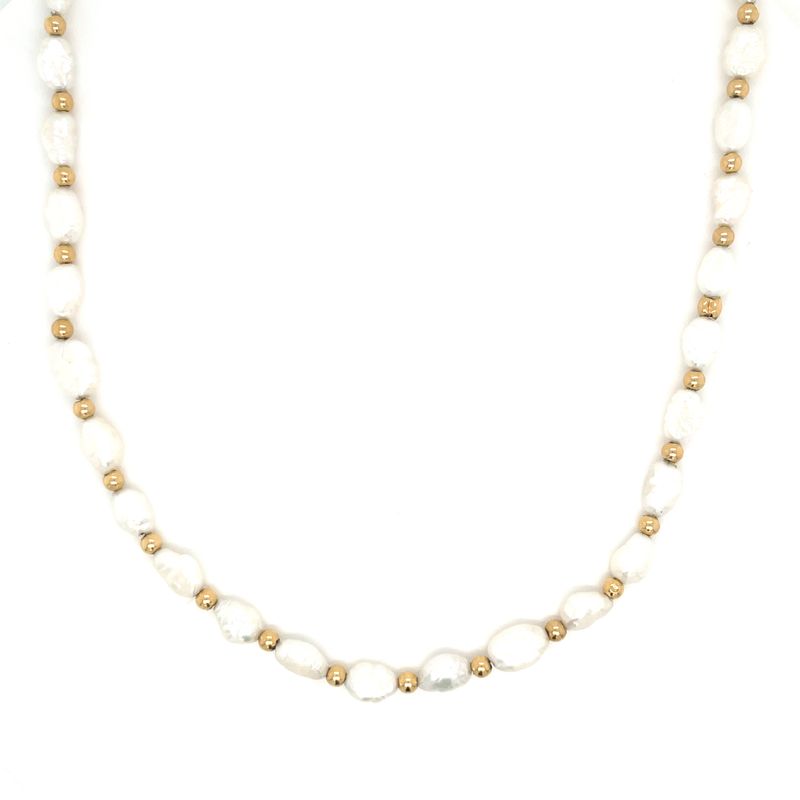 Baroque Pearl Necklace on 14k Yellow Gold — 24”