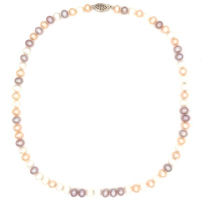 Peach Pearl Necklace on 14k White Gold — 18”