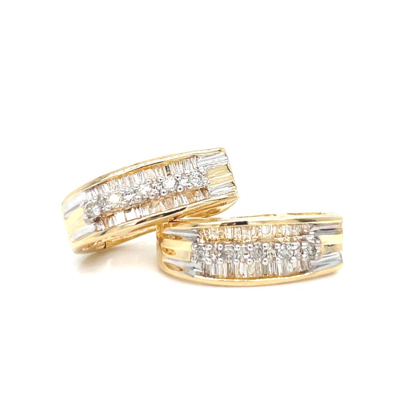 Diamond Curved Huggies in 14k Yellow Gold