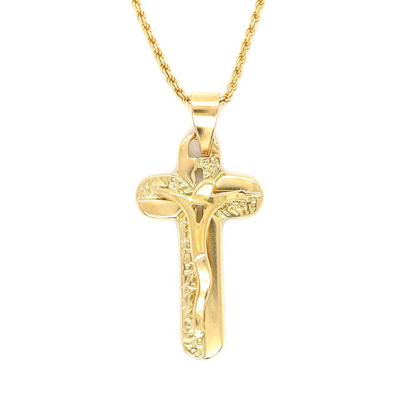 Crucifix Cross Necklace in 18k Yellow Gold — 18”