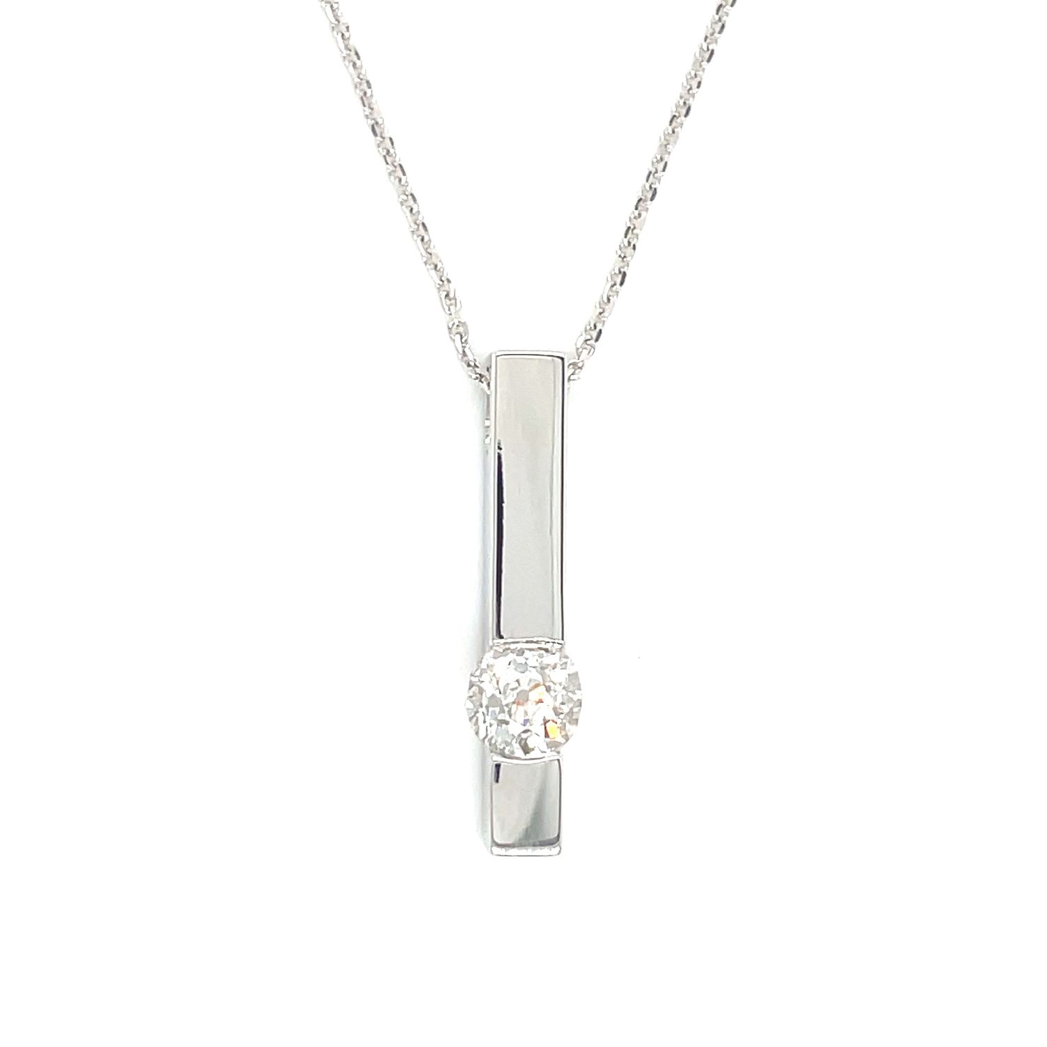 Diamond Petite Sleek Necklace in 14k White Gold