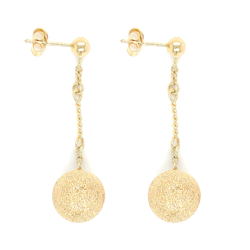 Sparkly Drop Earrings in 14k Yellow Gold