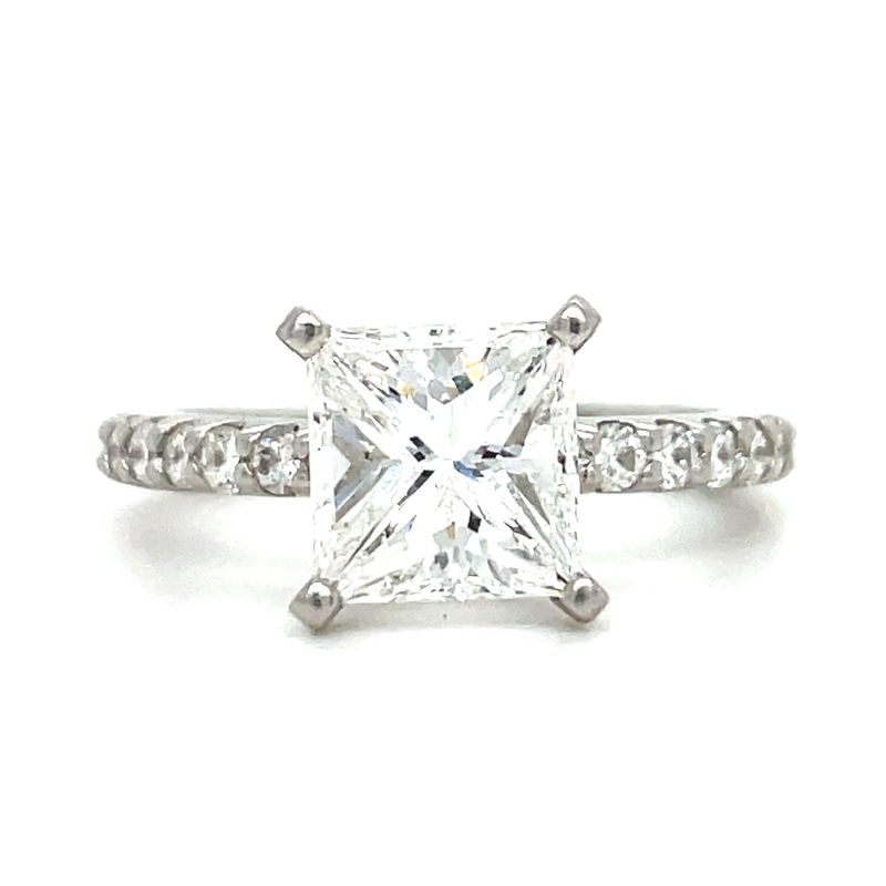 Diamond Square Brilliant Cut Ring in Platinum — 2.48CTW