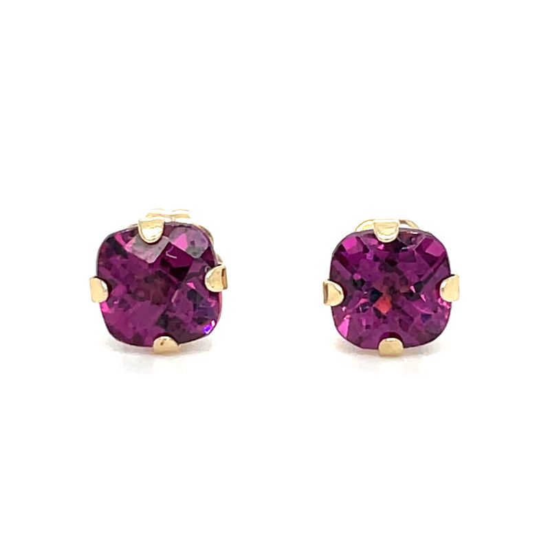 Amethyst Stud Earrings in 14k Yellow Gold