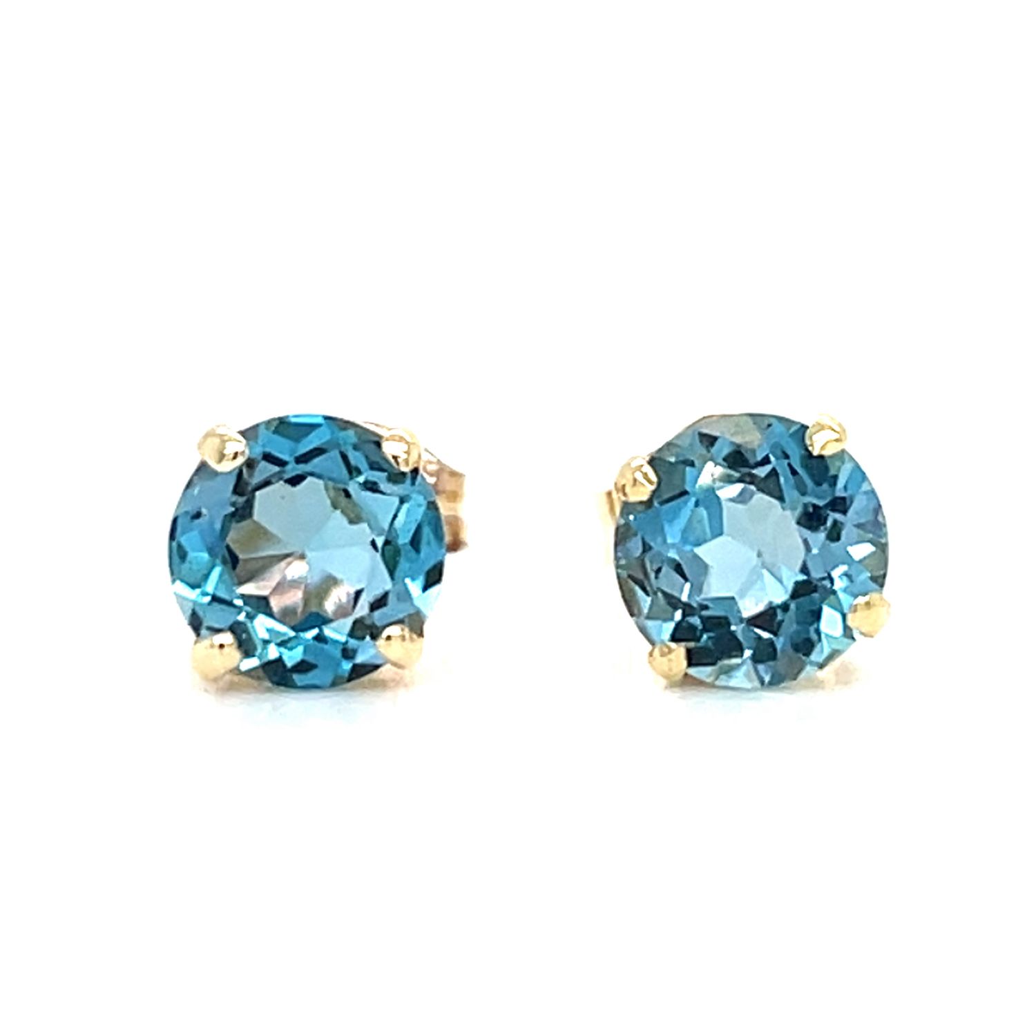 Blue Topaz Stud Earrings in 14k Yellow Gold