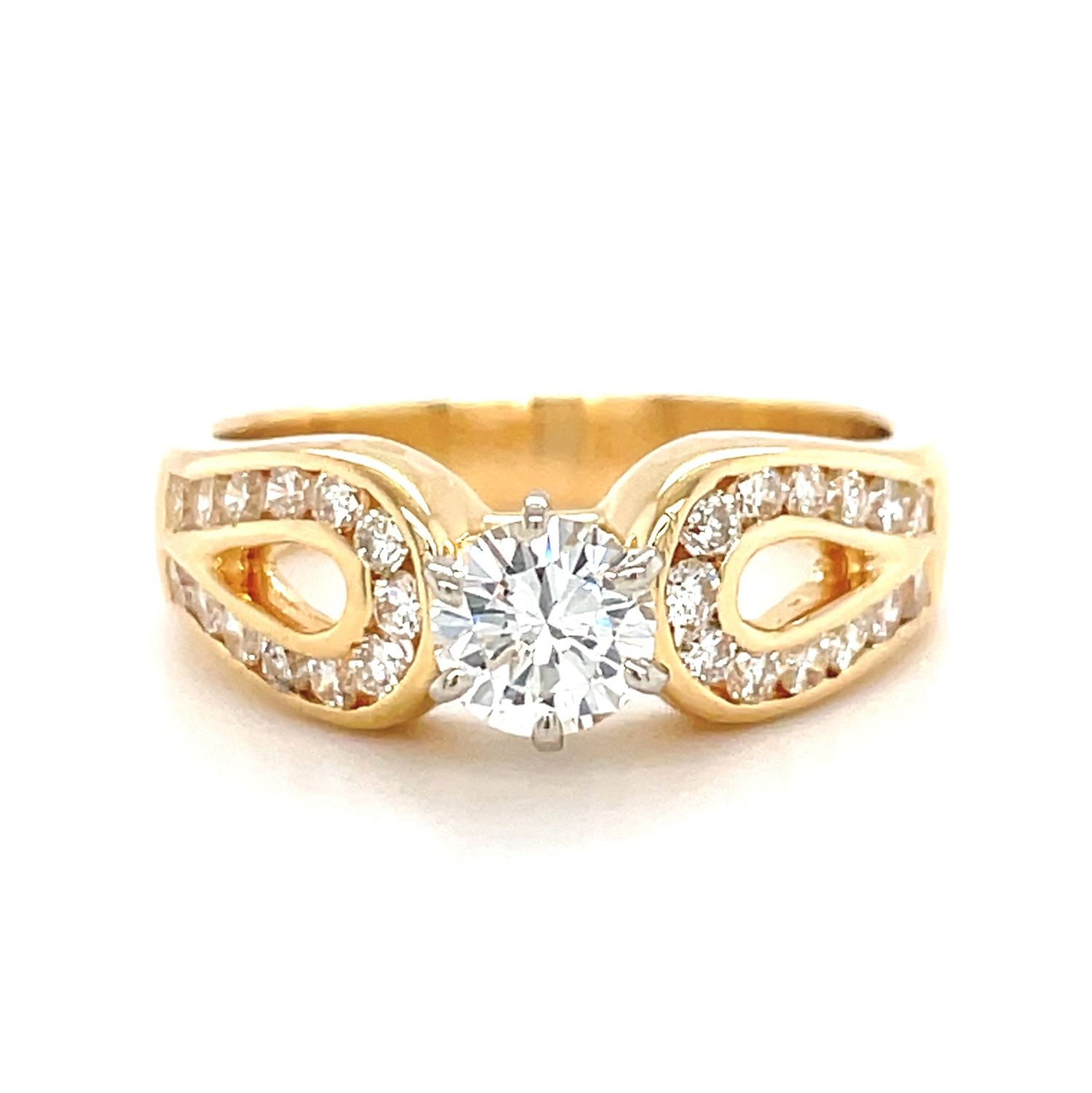 Diamond Curved Ring in 18k Yellow Gold — 0.50CT
