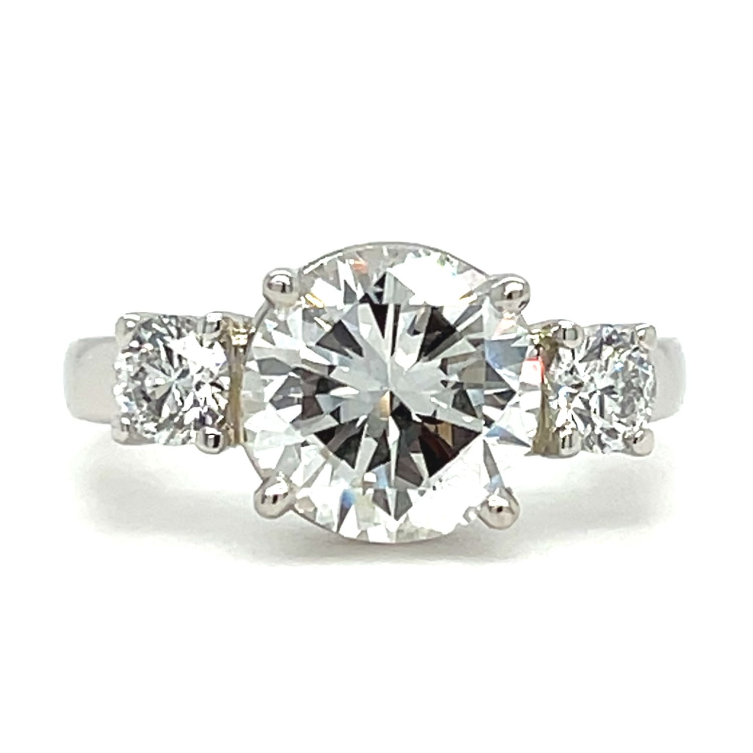 Diamond Three-Stone Ring in Platinum — 3.50CTW