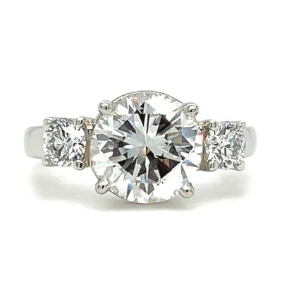 Diamond Three-Stone Ring in Platinum — 3.50CTW