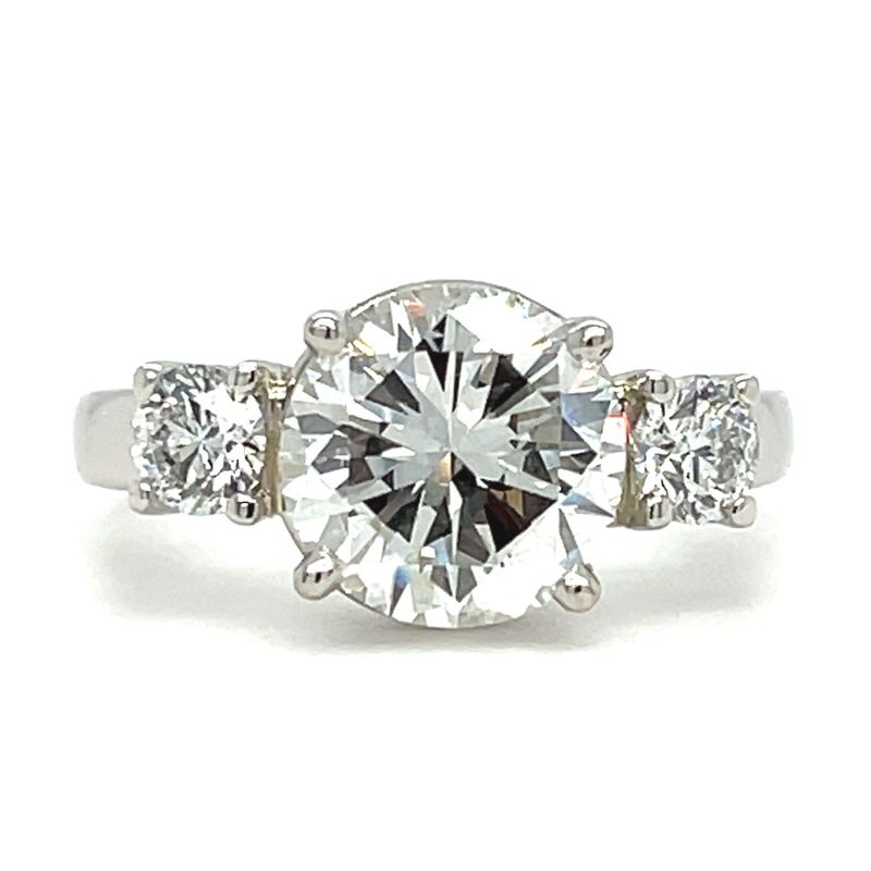 Diamond Three-Stone Ring in Platinum — 3.50CTW