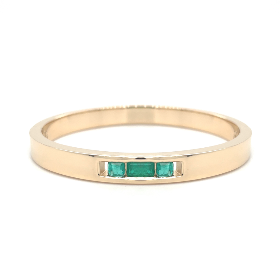Emerald Split Bar Bracelet in 14k Yellow Gold