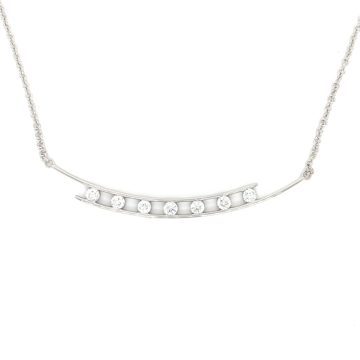 Diamond Seven-Stone Curved Split Bar in 14k Yellow Gold
