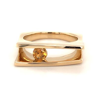 Sapphire Orange Split Bar in 14k Yellow Gold