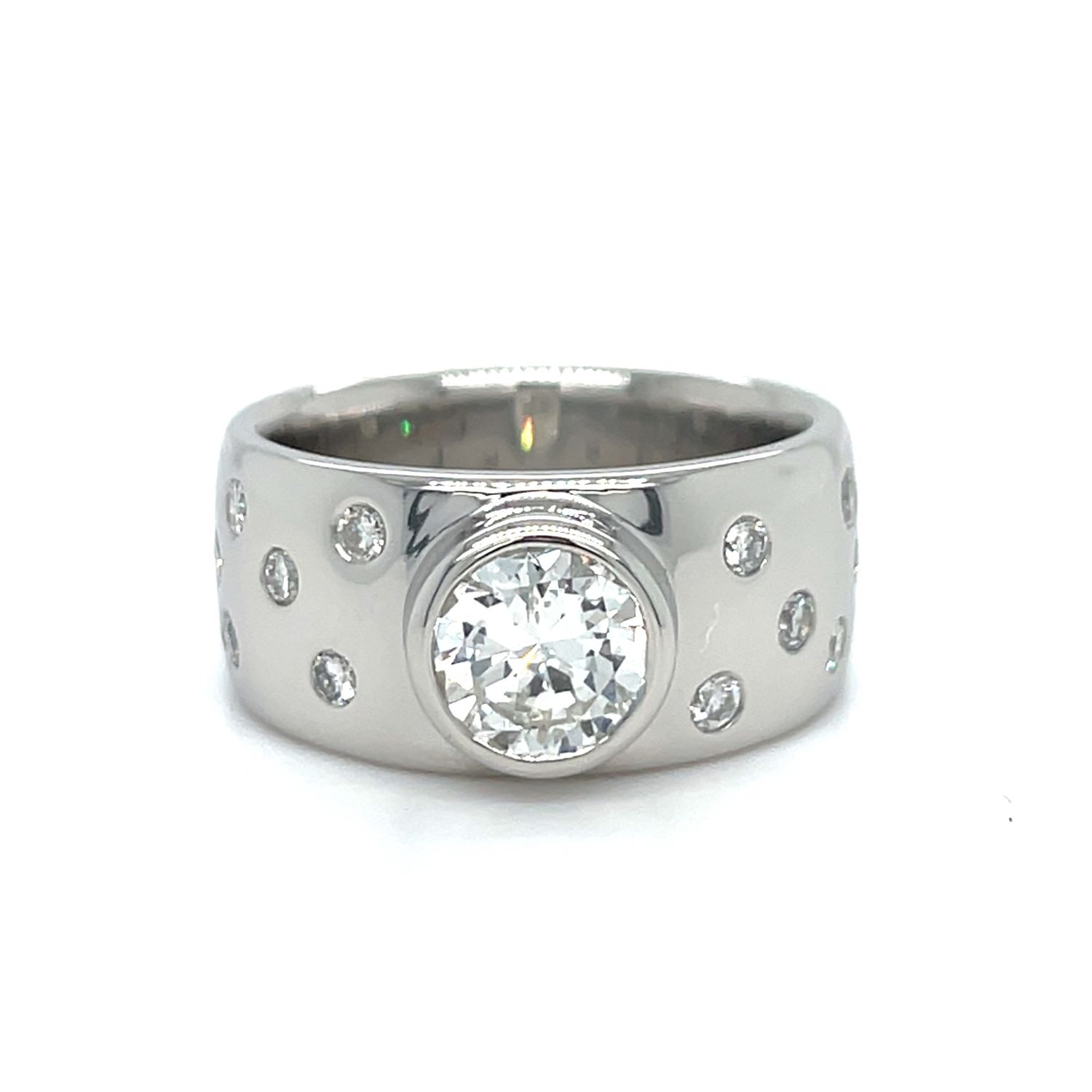 Diamond Signature Ring In Platinum